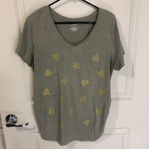 Lane Bryant V Neck Tee With Ruched Sides